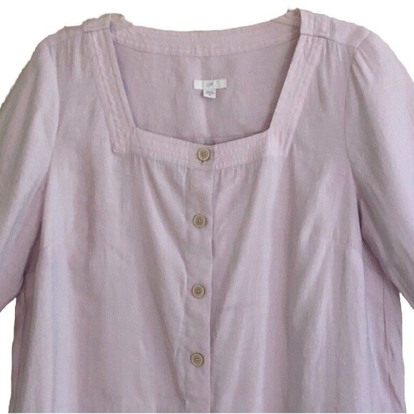 J. Jill Pale Orchid Square Neck Blouse Womens Sz M Button Front ¾ Sleeves Modal - Picture 3 of 14